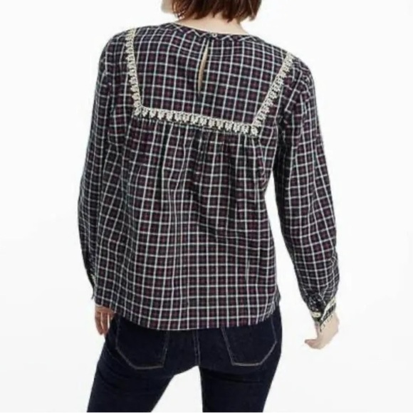 J.Crew Festive Peasant Plaid top - Picture 2 of 7